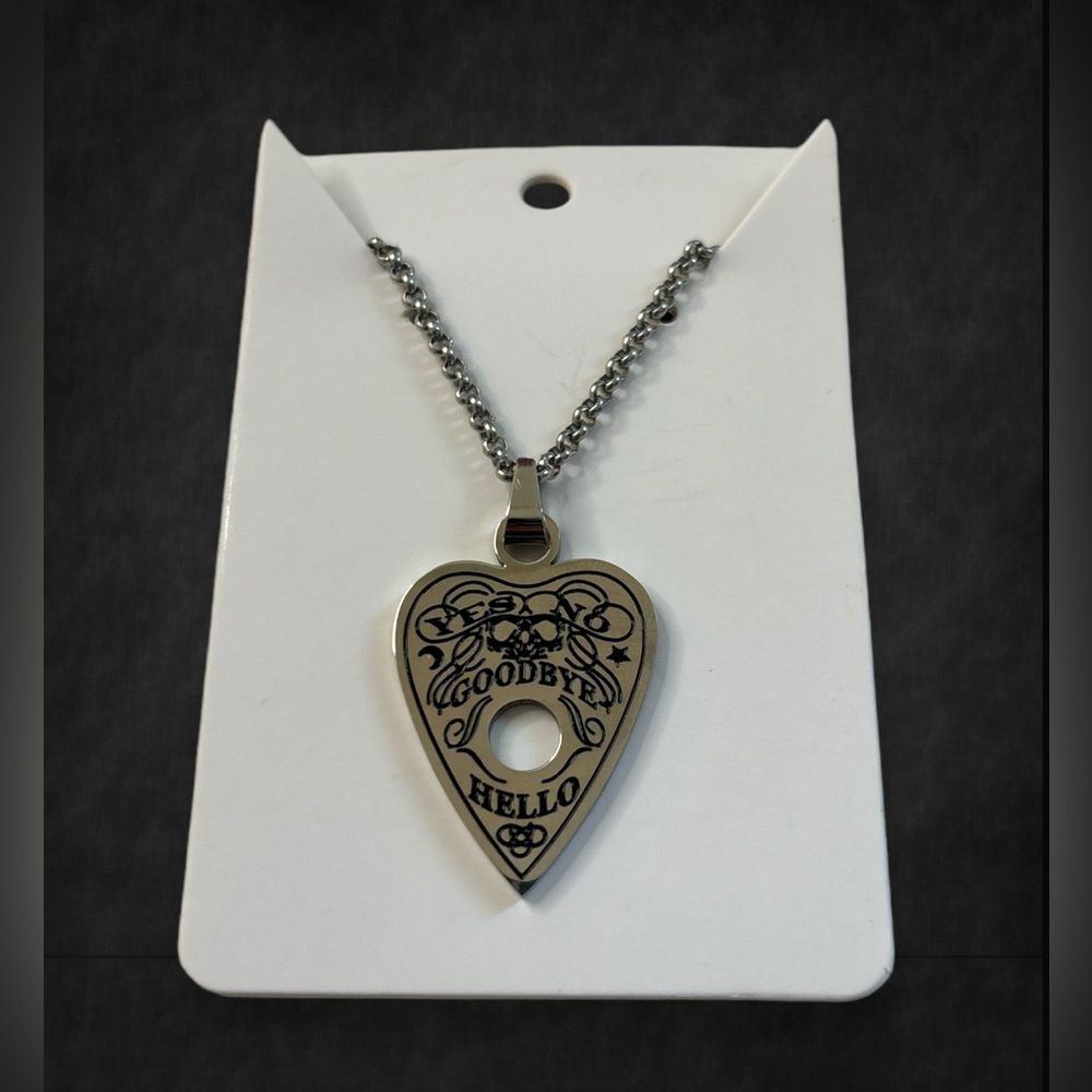 Ouija Board Planchette Stainless Steel Necklace 13” Length Spooky Witchy